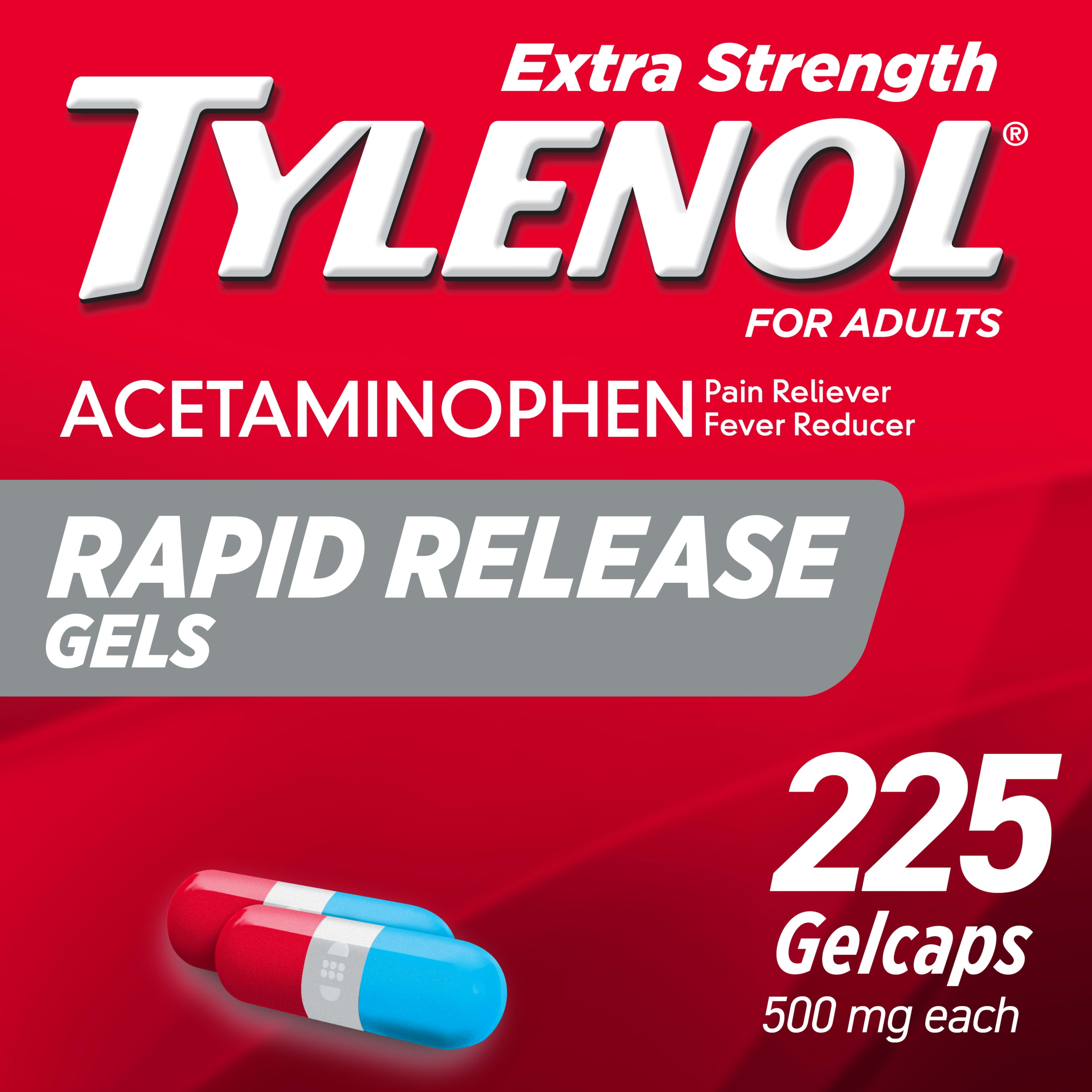 Tylenol Extra Strength Acetaminophen Rapid Release Gels, 225 ct
