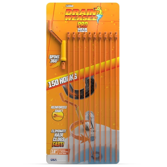 Herramienta para eliminar obstrucciones Drain Weasel Pro Sink Snake, 45 cm, paquete de 10