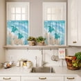 thumbnail image 3 of Summer Beaches Curtain Valances Set Gradient Green Ocean Sea Turtle Starfish Coastal Coral Kitchen Curtains 36&nbsp;inch Length Rod Pocket Valance and Tiers 3 Piece Set Small Bedroom Bathroom Laundry, 3 of 9