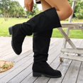 thumbnail image 5 of FRSASU Women's Fashion Casual Winter Style Round-Toe Thick-Heeled Low-Heeled Mid-Calf Boots Black, 5 of 9