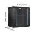 thumbnail image 5 of KFFKFF 12U Wall-Attached Server Network Cabinet, 15.5'' in Depth, Safe Rack Housing, Can Hold up to 200 lbs, Lockable Glass Door & Sides, Perfect for IT & A/V Equipment, 5 of 9