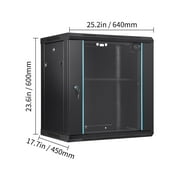 BENTISM 12U 23.6 Wall Mount Network Server 15.5 Deep Rack Cabinet Enclosure Door Lock, 2 x Shelves
