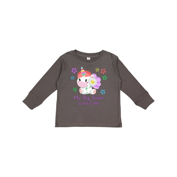 Inktastic My Big Sister Loves Me- cute unicorn Boys or Girls Long Sleeve Toddler T-Shirt