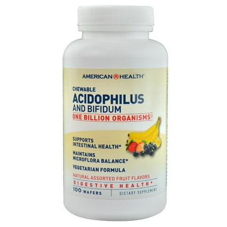 American Health Probiotiques acidophilus et bifidum Croquer gaufrettes, Fruit, 100 Ct