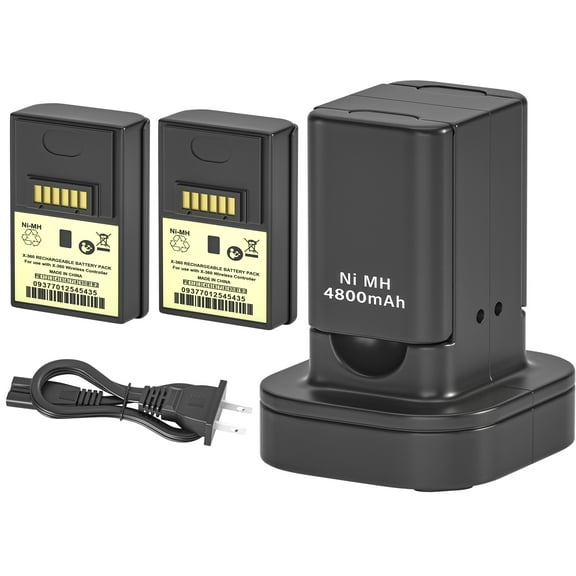 Dual Charging Station Dock for Xbox 360 Controller Battery with 2 pack 4800 mAh Rechargeable Battery Pack