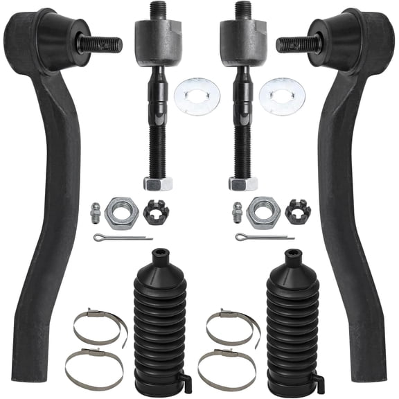 Detroit Axle - 3.0L 6pc Front Tie Rods Kit for 2003-2006 Honda Accord, 4 Inner and Outer Tie Rod End Links 2 Rack & Pinion Boots 2004 2005 Replacement