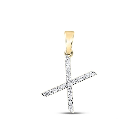 10kt Yellow Gold Womens Round Diamond X Letter Pendant 1/6 Cttw