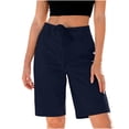 thumbnail image 5 of akafmk Women's 7" Bermuda Shorts Drawstring Tailored Loose Dressy Summer Shorts with Pockets, 5 of 7