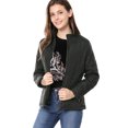 thumbnail image 2 of Chaqueta acolchada ligera con cremallera y cuello alto para mujer Negro M, 2 of 7