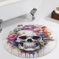 thumbnail image 4 of Colorful Flower Skull Round Rugs -Washable Non-Slip Small Round Area Rug Throw Soft Circle Rugs for Bedroom, Modern Print Indoor Carpet for Entryway Sofa Living Room, 4 of 7