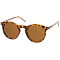 thumbnail image 3 of zeroUV Unisex Retro Horn Rimmed Keyhole Nose Bridge P3 Round Sunglasses 49mm (Shiny Orange-Tortoise / Brown) - 49mm, 3 of 5