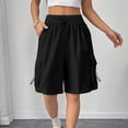 thumbnail image 2 of LWavelet Women's Side Drawstring Cargo Shorts Loose Fit Casual Summer Shorts for Outdoor Daily Black M, 2 of 7