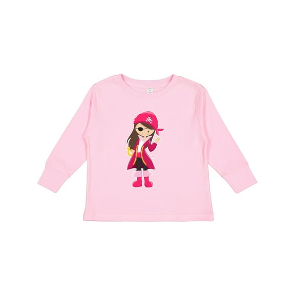 Inktastic Pirate Captain Girls Long Sleeve Toddler T-Shirt
