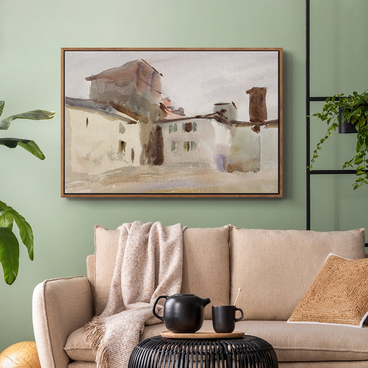 Vintage Landscape-M By Wexford Home Framed in Walnut Wood Gallery Wrapped Canvas 27 in. x 41 in.