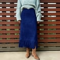 thumbnail image 2 of QHFBli Women's Fringe Trim Suede Skirt High Waisted Pencil Dressy Fall Winter Midi Long Skirt, 2 of 5