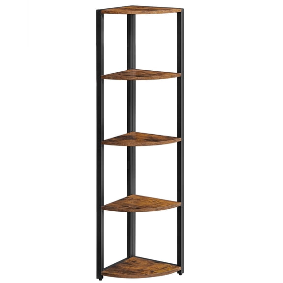 VASAGLE Étagère d'Angle à 5 Niveaux, Bibliothèque d'Angle, Étagères de Rangement, Support pour Plantes, Brun Rustique Noir