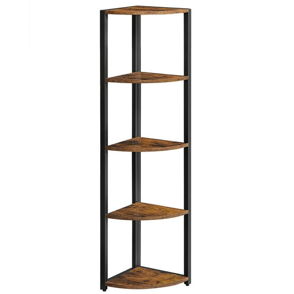 VASAGLE Étagère d'Angle à 5 Niveaux, Bibliothèque d'Angle, Étagères de Rangement, Support pour Plantes, Brun Rustique Noir