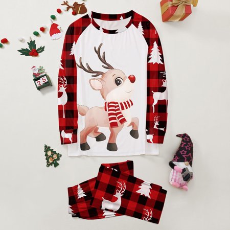 

Christmas Gifts Christmas Family Matching Clothing Plaid Print Pajama Set for Family Dad Styles Polyester White 2Xl