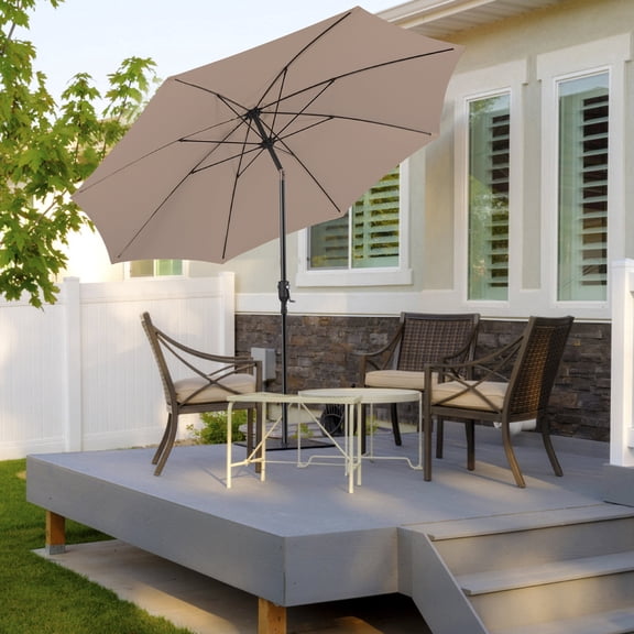 10ft fiber glass ribs market umbrella -beige ( Auto tilt)