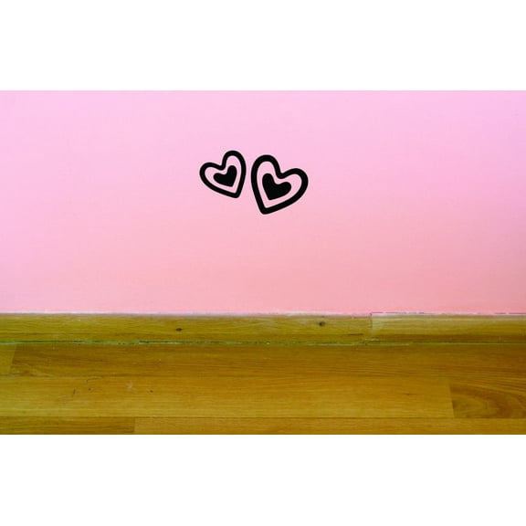 Custom Decals Two Hearts Wall Art Size: 16 X 40 Inches Color: Black