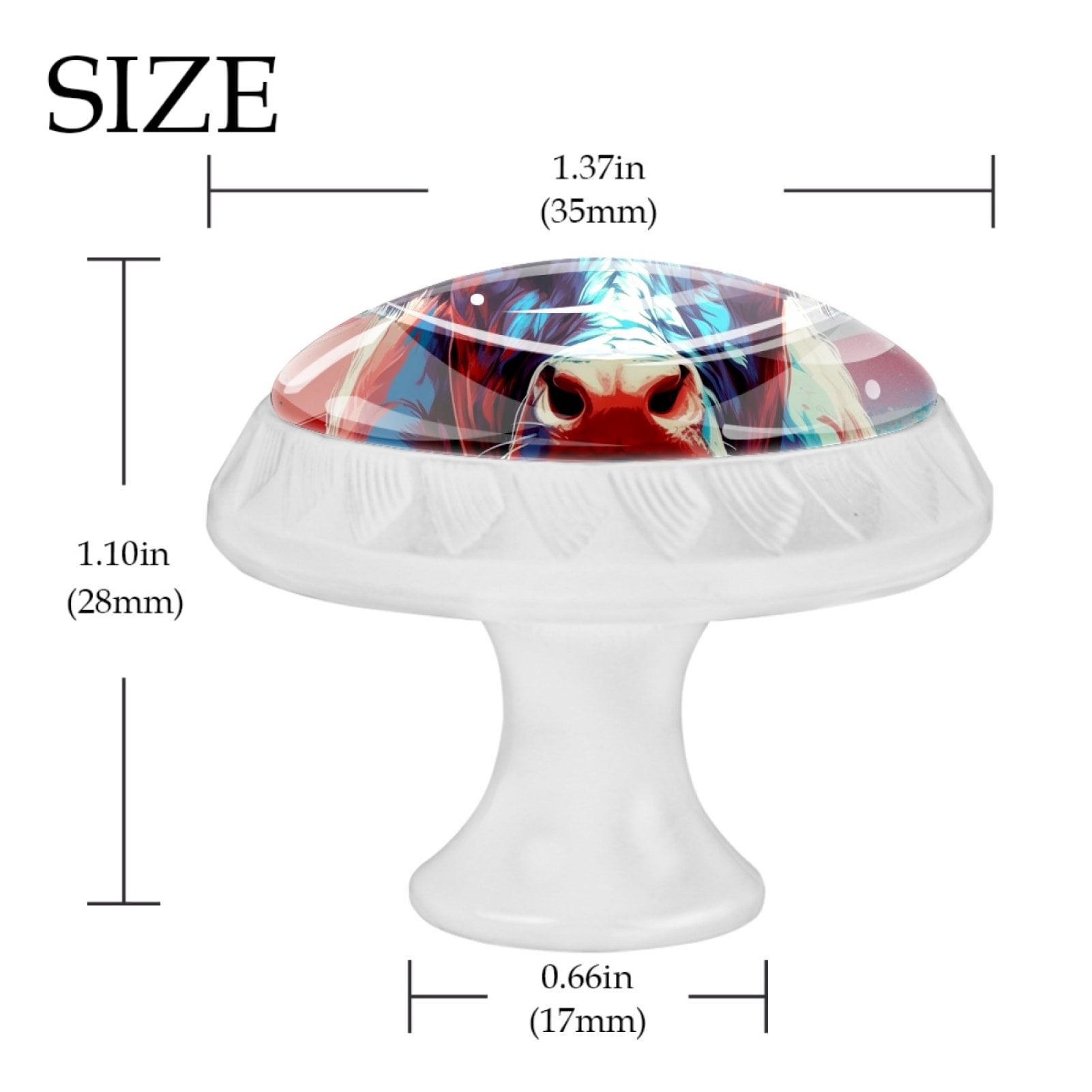 4 Pcs Cow American Flag Knobs for Kitchen Cabinet Cupboard Dresser Bookcase Drawer Pulls Handles Round Home Decor