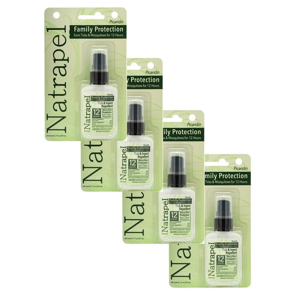 Natrapel Tick & Insect Repellent - Bug Spray with 20% Picaridin - Family Protection Against Mosquitoes, Ticks & More - Up to 12 Hours of Protection - 1 oz (4 Pack)