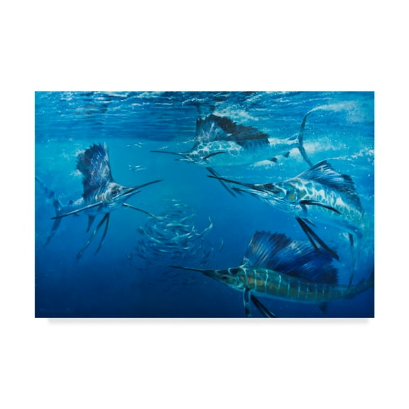 Trademark Fine Art 'Marlins In Water' Canvas Art by Michael Jackson
