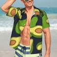 thumbnail image 4 of Uemuo Fresh Avocado Printed Regular Fit Short Sleeve Casual Hawaiian Shirt for Men,Aloha shirt,Tropical shirt,Floral print shirt,Vacation Beach shirt-Small, 4 of 9