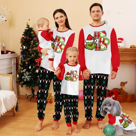 

Family Christmas Pajamas Sets Christmas Buffalo Plaid Stripe Print Baby-Kids-Adult-Pet Size 2-Piece Top and Pants Bodysuits Sleepwear Pajamas Set