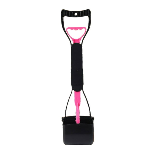 SLYNSHome Pelle à Caca pour Chiens, Poignée Longue Incassable Pelle à Chien Portable avec Ressort, Facile à Ramasser - Rose