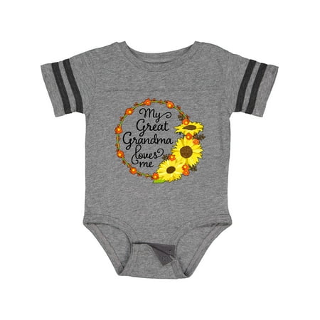 

Inktastic My Great Grandma Loves Me with Sunflower Wreath Gift Baby Boy or Baby Girl Bodysuit