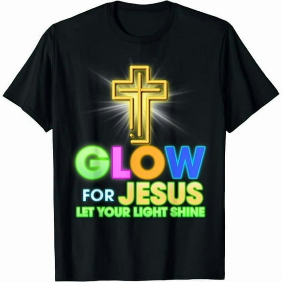 100% cotton tshirts men tee Glow For Jesus Let Your Light Shine Faith Cross Christian T-Shirt