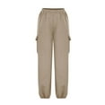 thumbnail image 4 of Womens Fleece Cargo Sweatpants Elastic Waist Casual Baggy Jogger Pants Athletic Cinch Bottom with Pockets, 4 of 5