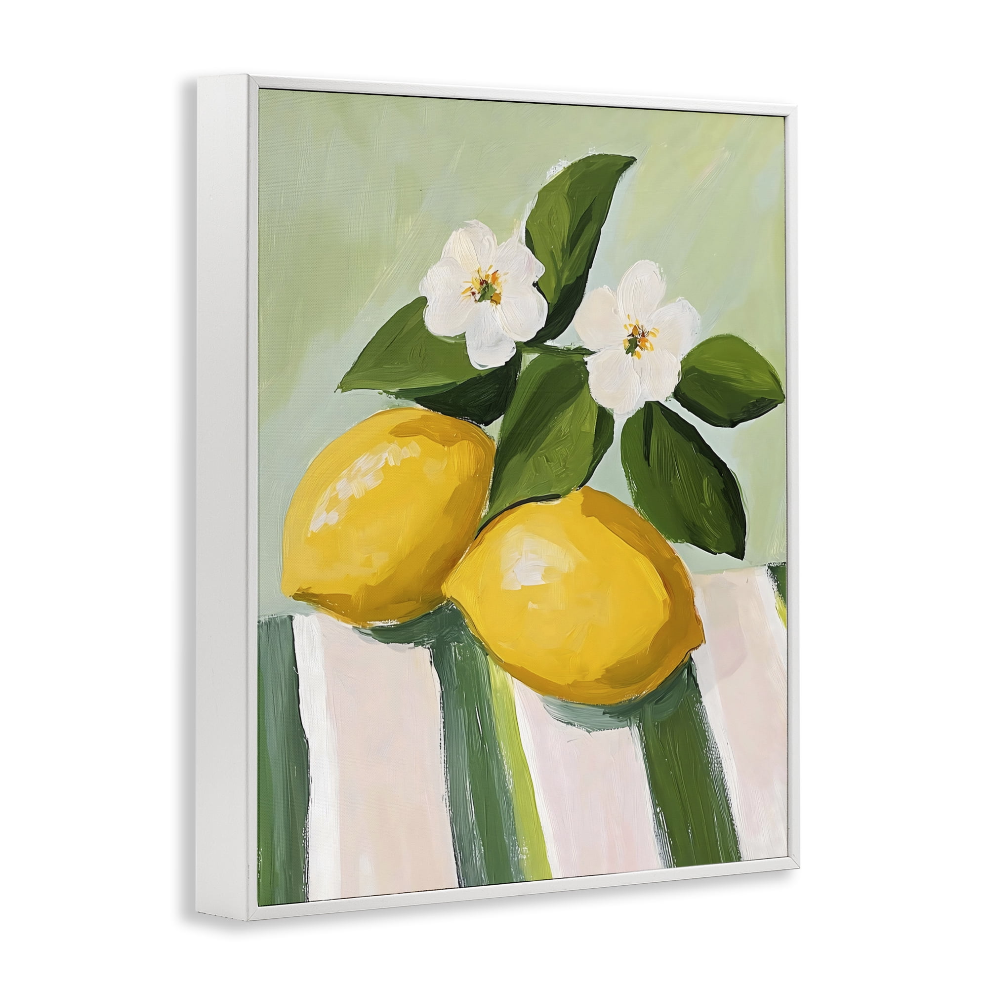 Stupell Industries Lemons And Daisies on Tablecloth White Framed Giclee Art, design by The Prints Vibe