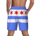 thumbnail image 2 of Mens Chicago Flag Style Swimming Trunks with Compression Liner Beach Quick Dry Swim Shorts, 2 of 6