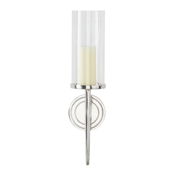 DecMode Silver Aluminum Metal Geometric Wall Sconce with Glass Holder
