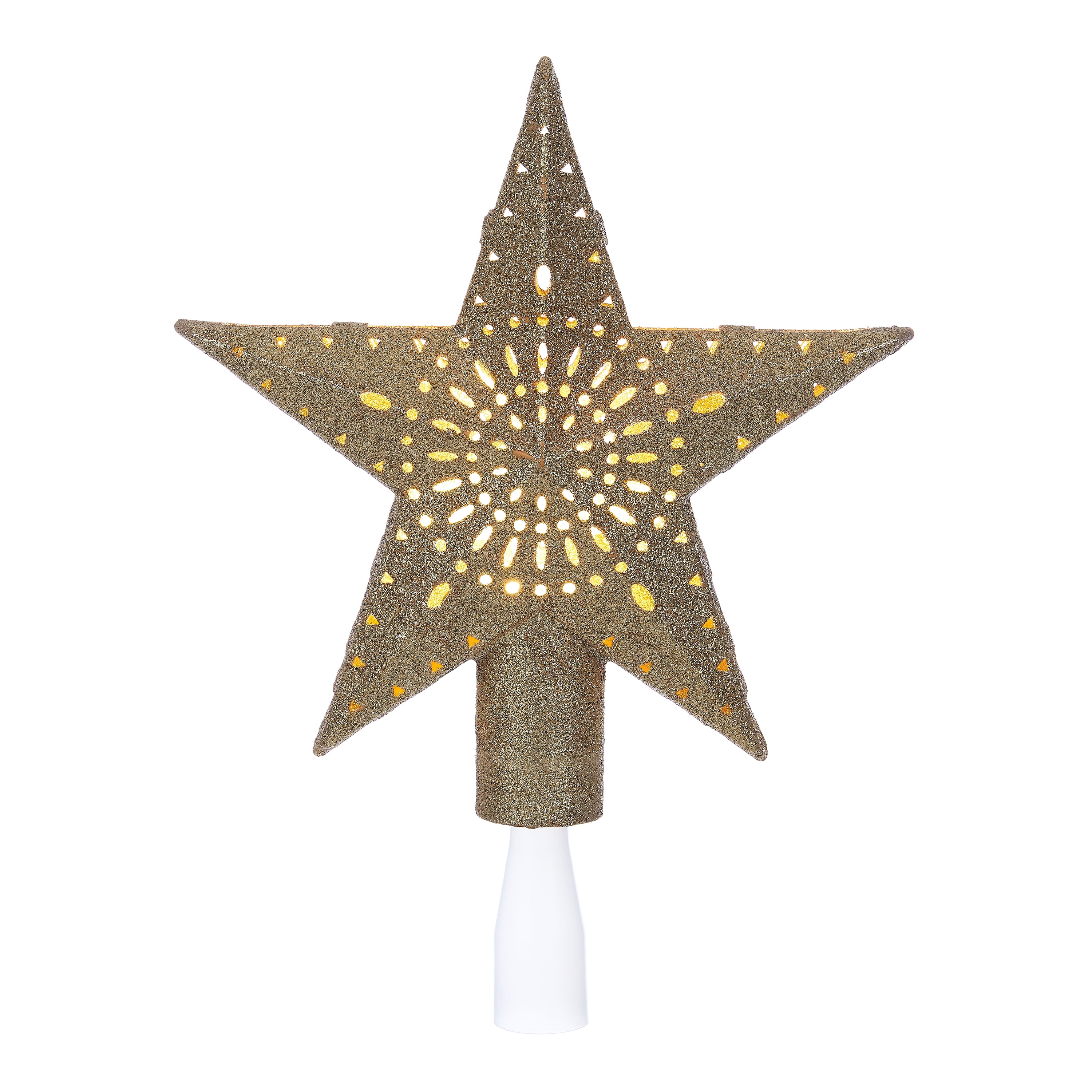 Holiday Time Gold Star Lighted Projection LED Tree Topper, 11.4 ...