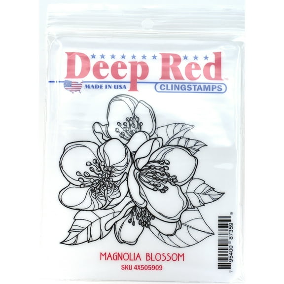 Deep Red Stamps Magnolia Blossom Rubber Cling Stamp 3 x 3.2 inches.