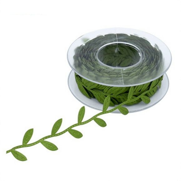 Ultrasonic Embossed Leaf ribbon Leaf Lace Decorative Strip Gift Box Packing Tape Olive Green Leaves Trim Ribbon