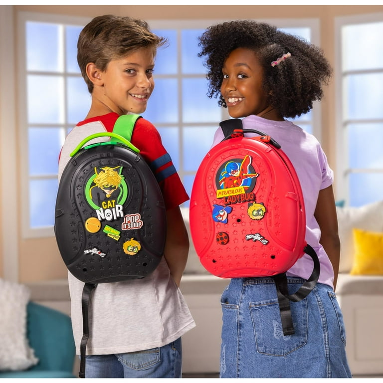 バッグ led_ladybug MiraBall Miraculous Ladybug Cat Noir Backpack, Pop n' Swop Badges