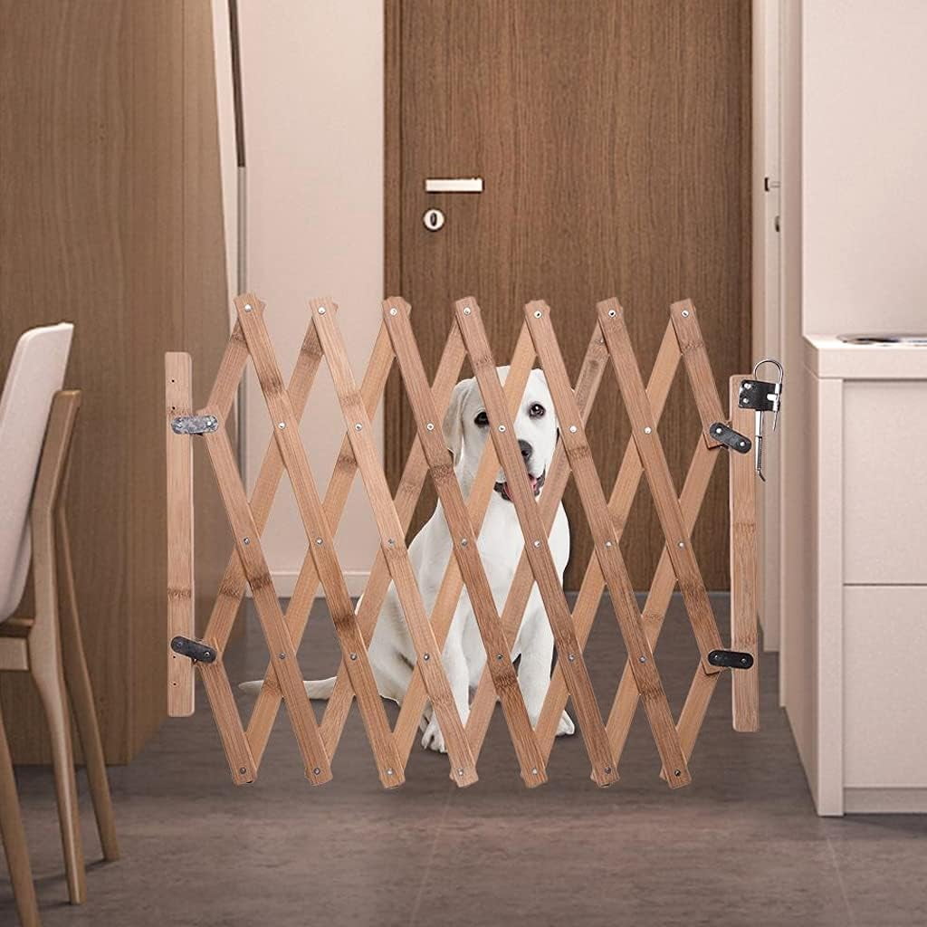 Retractable Wooden Pet Gate for Doorway Stairs