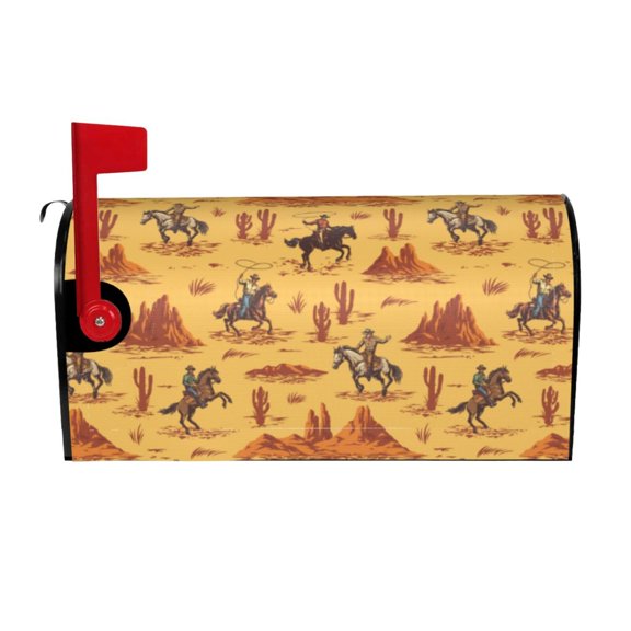 Rateoe Brave Cowboys Printed Mailbox Covers - Easy to Install Fall, Winter, Spring, Summer Mailbox Cover - Weather and UV-Resistant Mailbox Decor - Mailbox Magnetic Covers-21x18 in