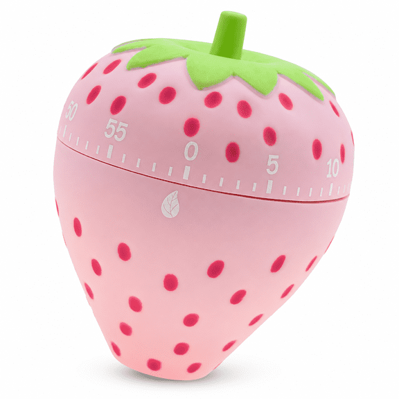 ABPETE Strawberry Kitchen Timer Mechanical 60-Minute Countdown Timer Pink for Cooking Baking Study and Classroom Use