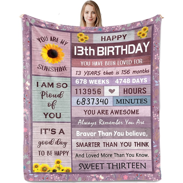 LHSHID Gifts for 13 Year Old Girl Birthday Gifts for Teen Girls 13 Best 13th Birthday Gifts Blanket 30"x40"