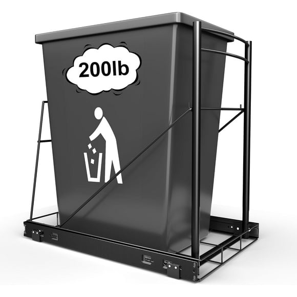 Pull Out Trash Can Under Cabinet, Feidyns Under Sink Garbage Can Pull Out Slider for Kitchen Cabinet Garbage Can, Under Sink Trash Can for 10 Gallon Trash Can, Trash Can Not Included (Black)