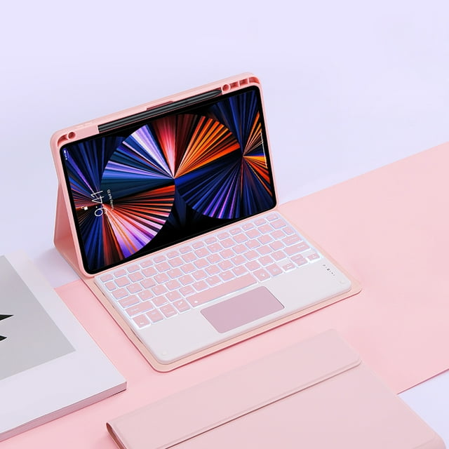 Clavier pour Tablette Huawei Matepad 11.5 Étui 2023 Pavé Tactile Rétroéclairé Clavier Trackpad pour Huawei Matepad 11 5 2023 Housse Teclado Rose Français (QWERTY)