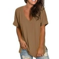 thumbnail image 2 of Brilliant Women Tops Women's Casual Comfort V-Neck Solid Loose Fit Short Sleeve T-Shirt Tops clearance clothes under $10.00, 2 of 7
