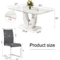 thumbnail image 6 of JUFU Modern 5-Piece 63″ White Faux Marble Dining Table Set for 4, Rectangle Dining Room Table & 4 PU Leather Chairs, 6 of 9