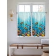 thumbnail image 2 of Ocean Sea Turtle 2 Panel Kitchen Curtains for Windows, Blue Coastal Fish Coral Jellyfish Marine Life Bathroom Privacy Curtain, Home Décor Window Treatment for Bedroom/Living Room 55"x45", 2 of 6