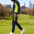 thumbnail image 4 of Handshe Men's Solid Color Tracksuit Set, Full-Zip Jacket with Pockets and Elastic Cuffs, Comfortable Sportswear for Gym and Daily Wear, 4 of 9